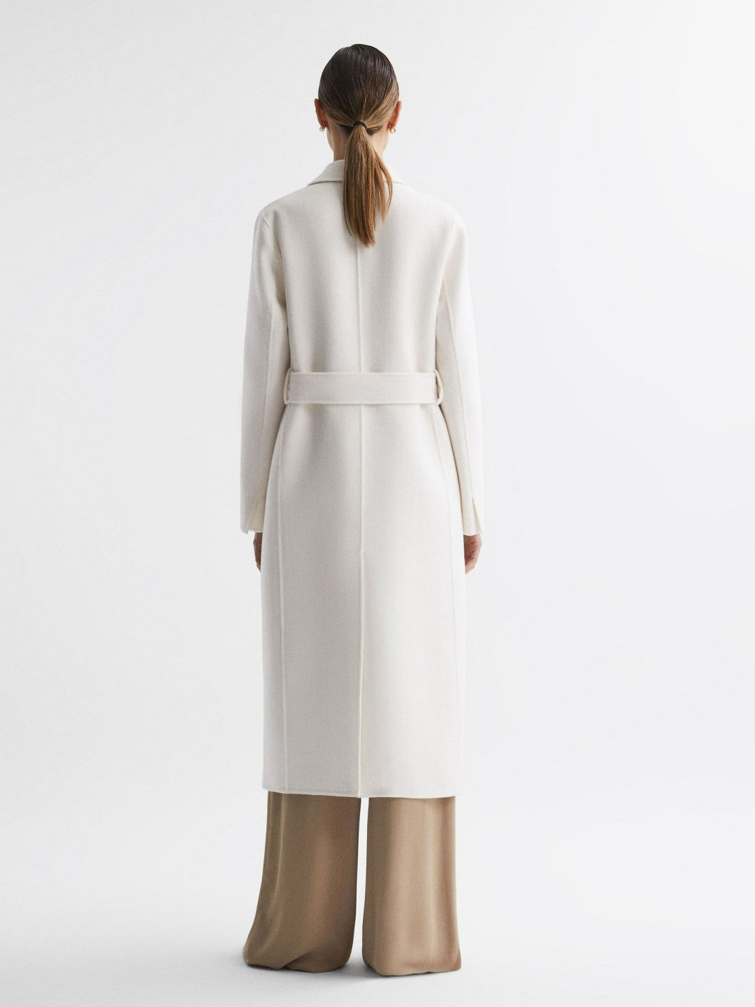 Petite Relaxed Wool Blend Blindseam Belted Coat Cream | Women