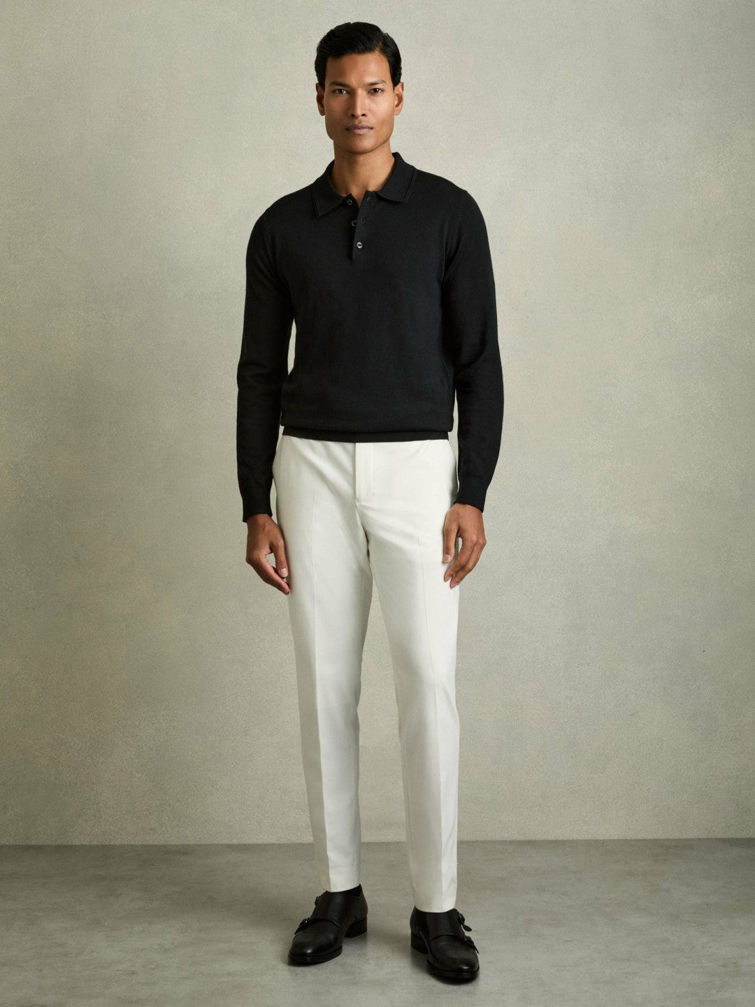 Merino Wool Polo Shirt Black | Men