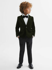 9-14 yrs Slim Fit Velvet Single Breasted Blazer Emerald | Children & Baby