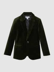 9-14 yrs Slim Fit Velvet Single Breasted Blazer Emerald | Children & Baby