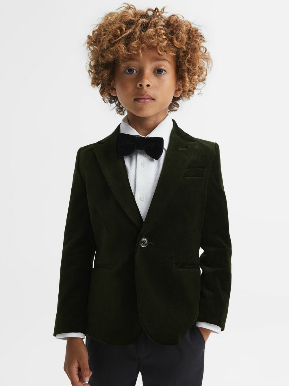 9-14 yrs Slim Fit Velvet Single Breasted Blazer Emerald | Children & Baby