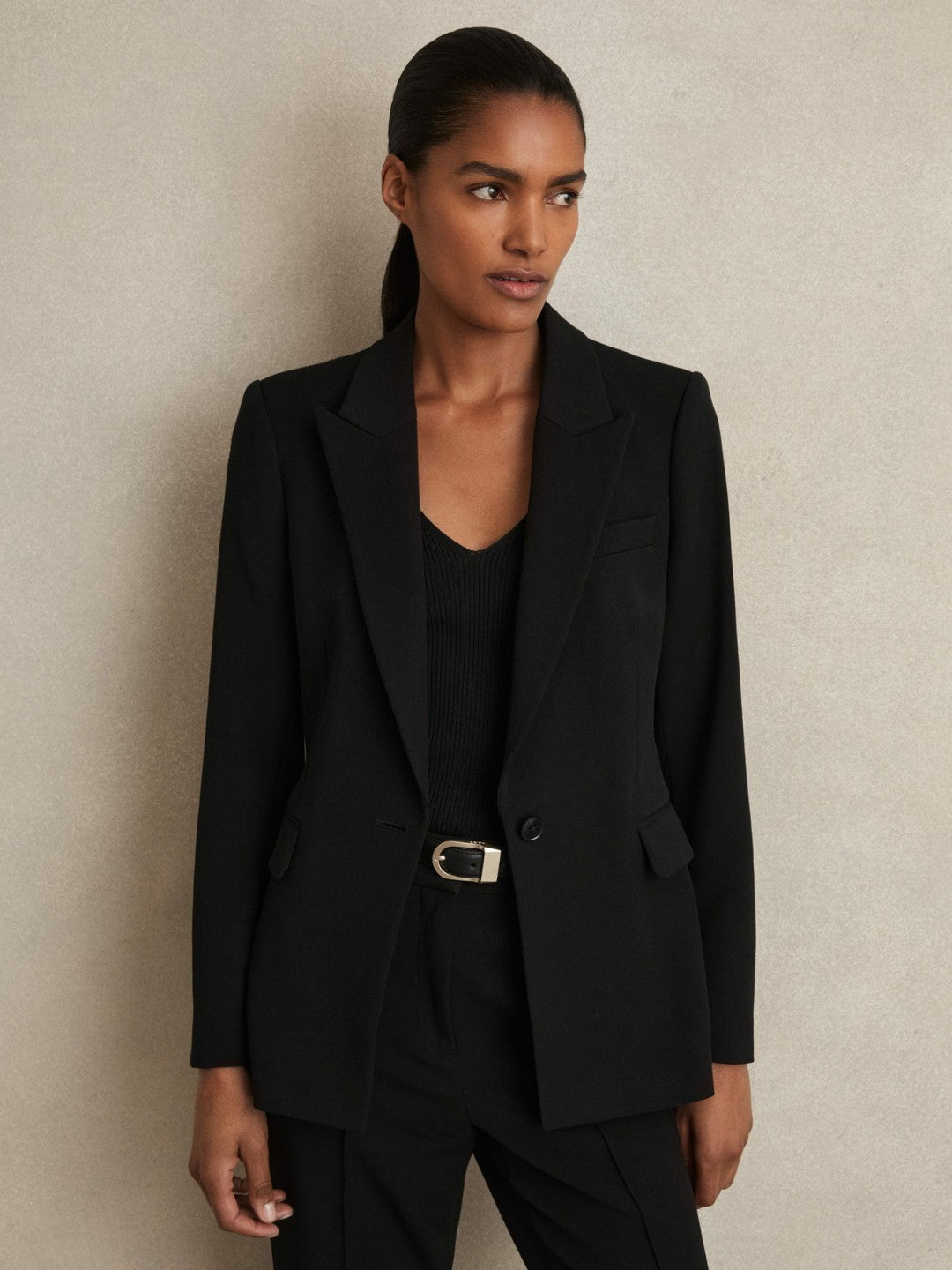 Tailored Single Breasted Suit Blazer Black | Women