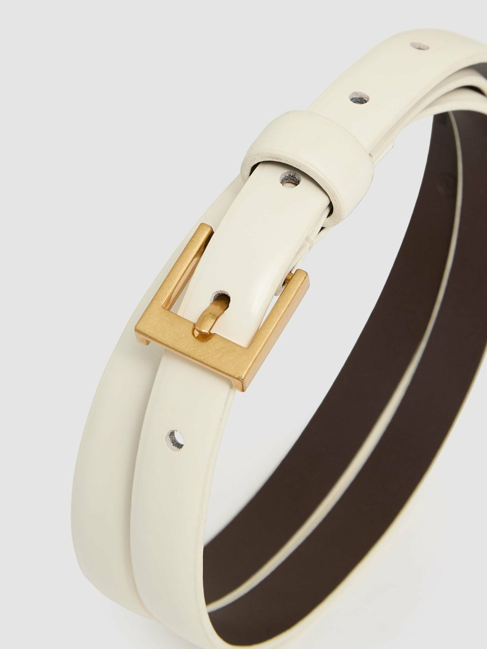 Thin Leather Belt Off White | Women