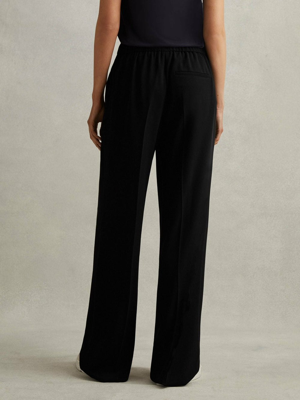 Petite Half-Elasticated Wide Leg Trousers Black | Women