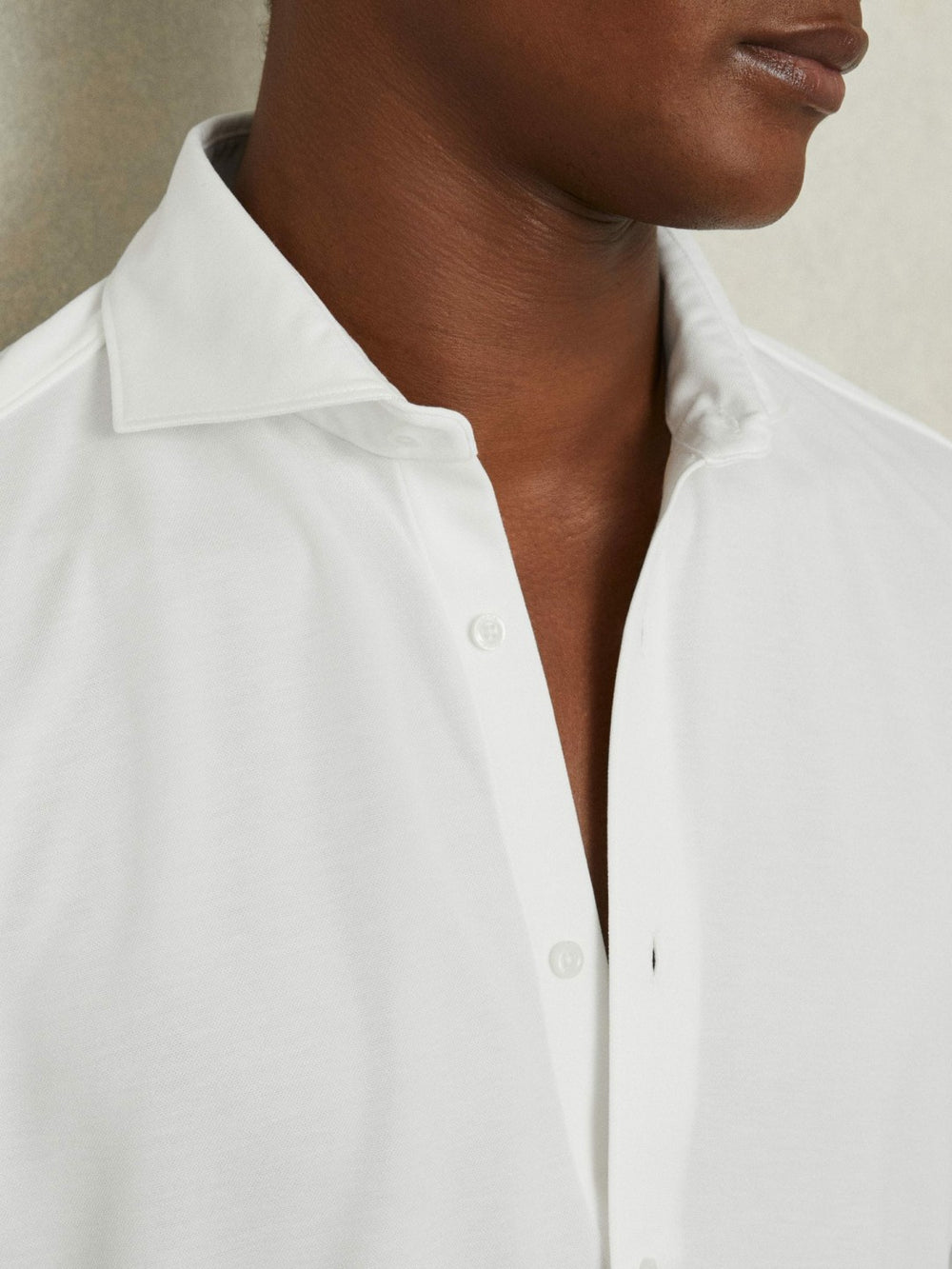 Modal Blend Cutaway Collar Shirt White | Men