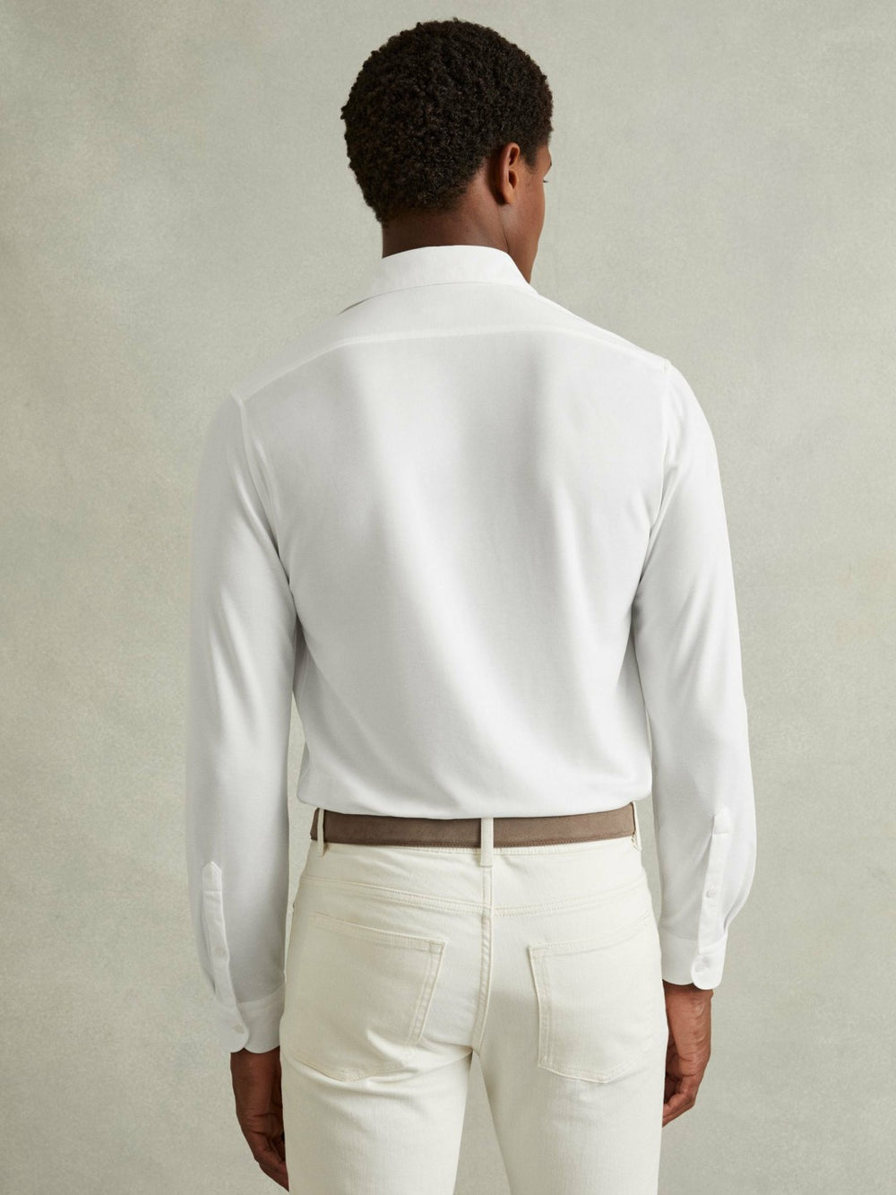 Modal Blend Cutaway Collar Shirt White | Men