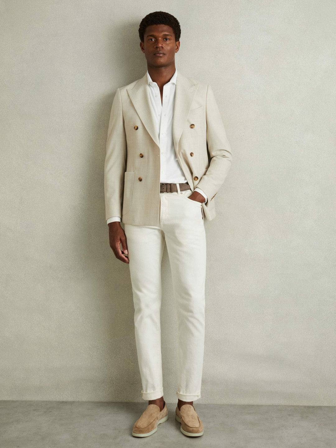 Modal Blend Cutaway Collar Shirt White | Men