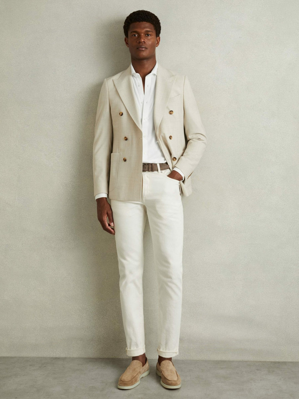 Modal Blend Cutaway Collar Shirt White | Men