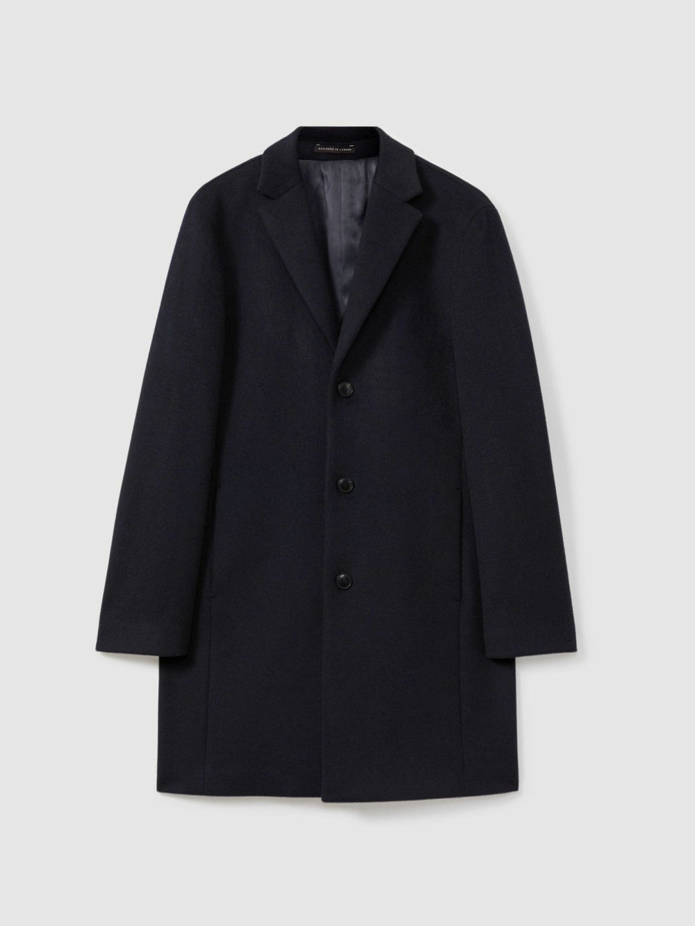 Wool Blend Single Breasted Epsom Overcoat Navy | Men