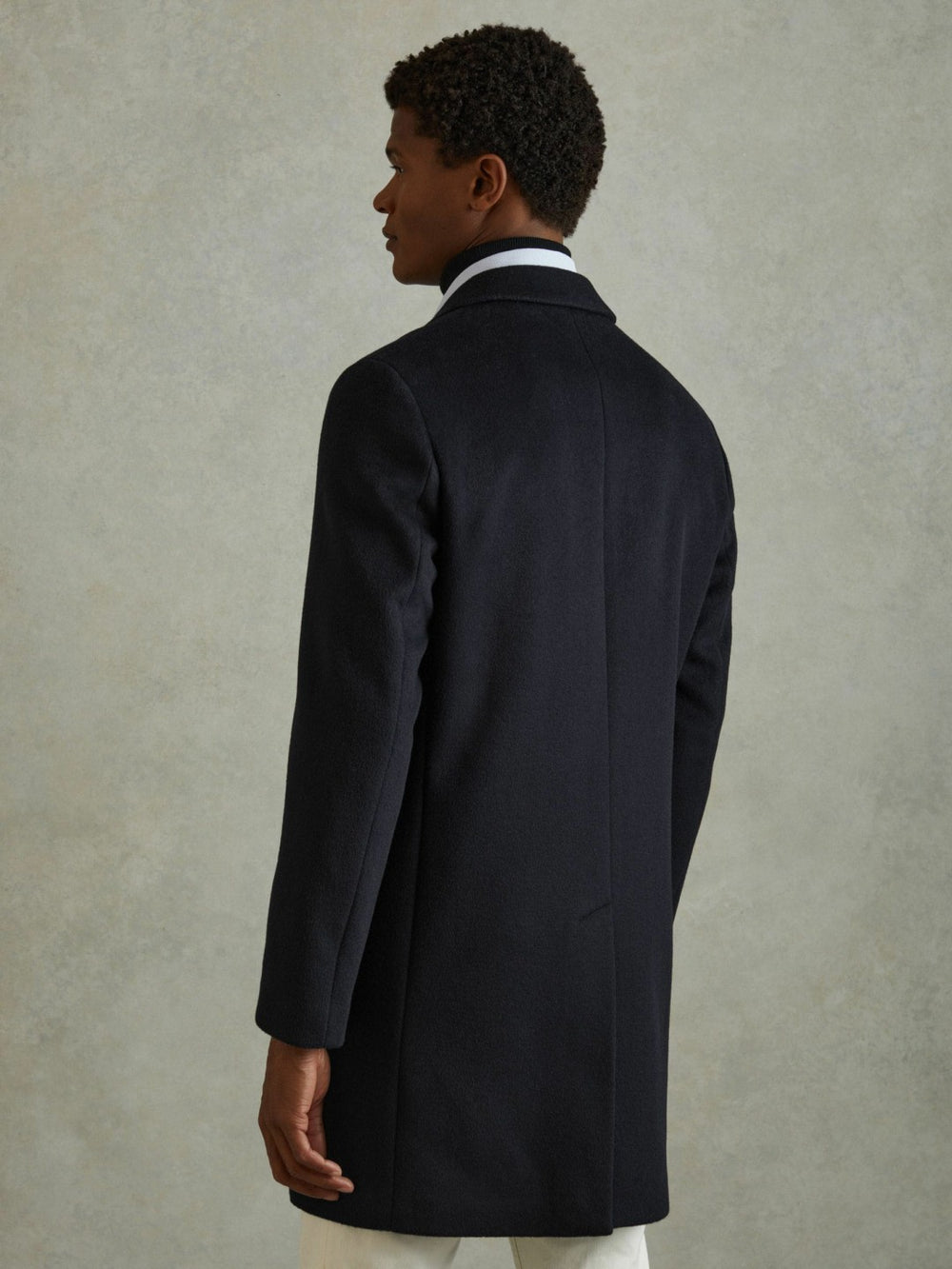 Wool Blend Single Breasted Epsom Overcoat Navy | Men