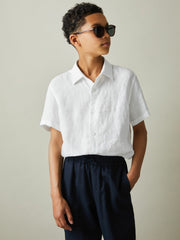 3-9 yrs Short Sleeve Linen Shirt White | Children & Baby