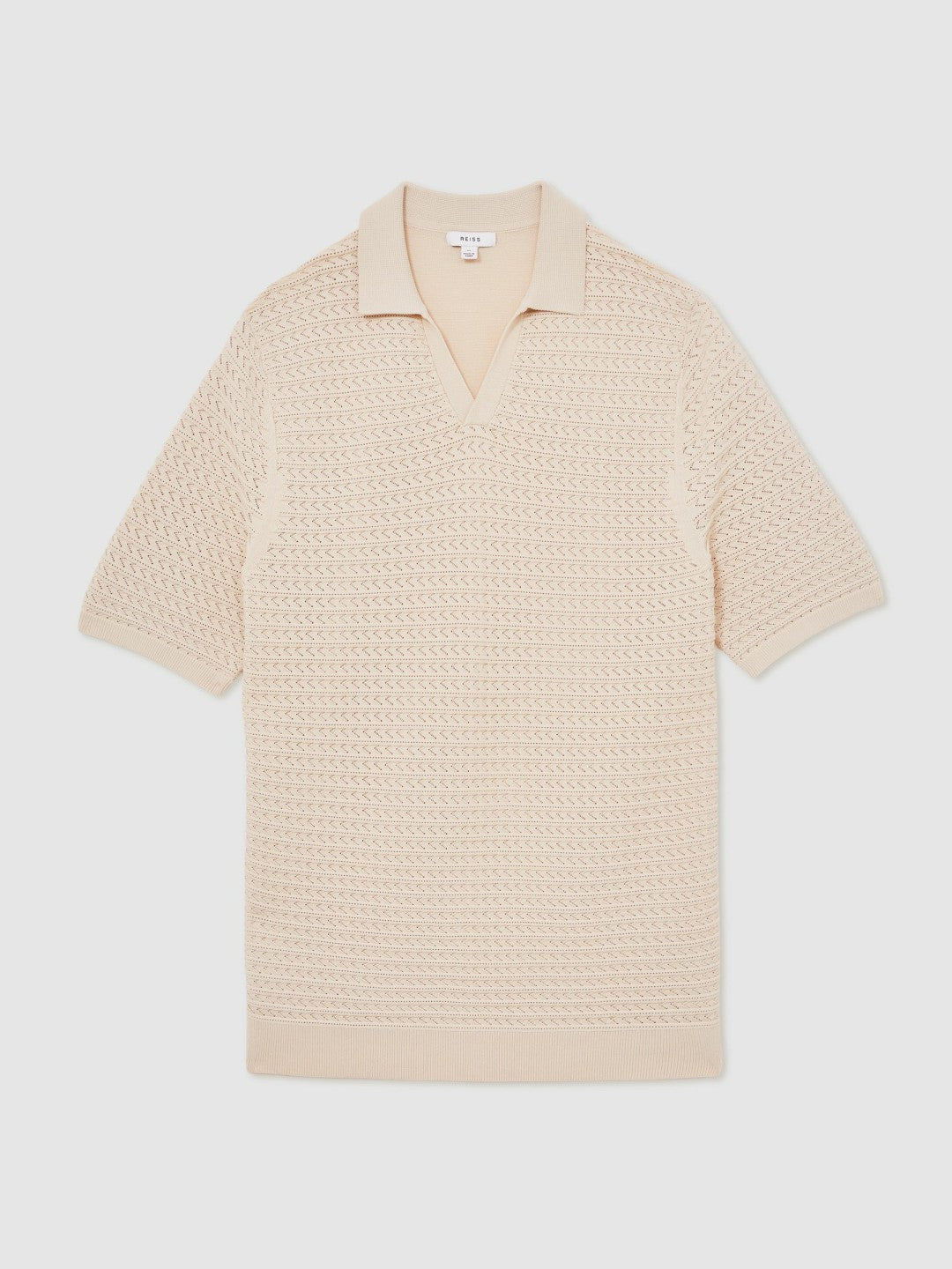 Pointelle Open-Collar Polo Shirt Stone | Men