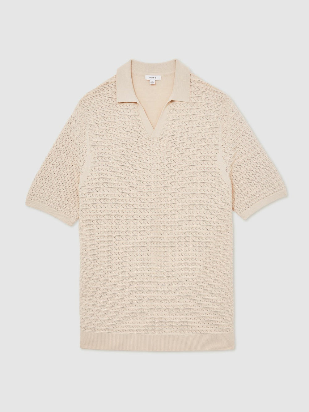 Pointelle Open-Collar Polo Shirt Stone | Men