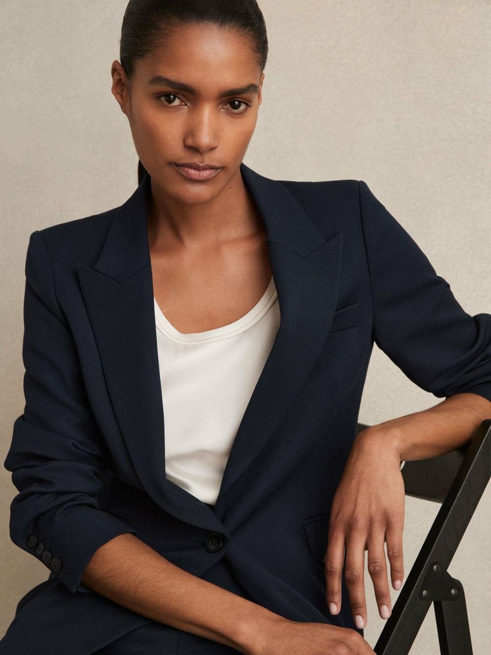 Petite Tailored Single Breasted Suit Blazer Navy | Women