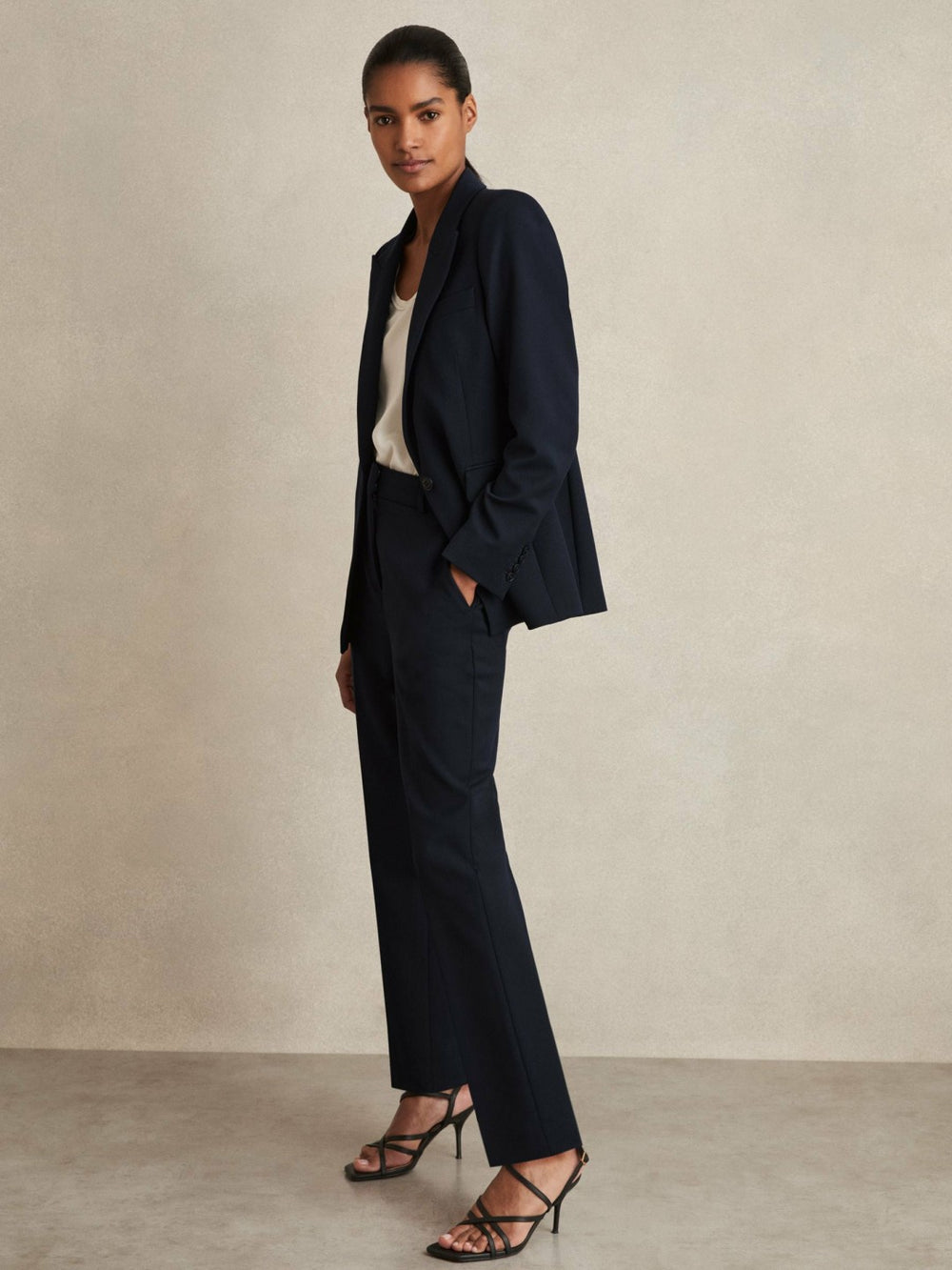 Petite Tailored Single Breasted Suit Blazer Navy | Women