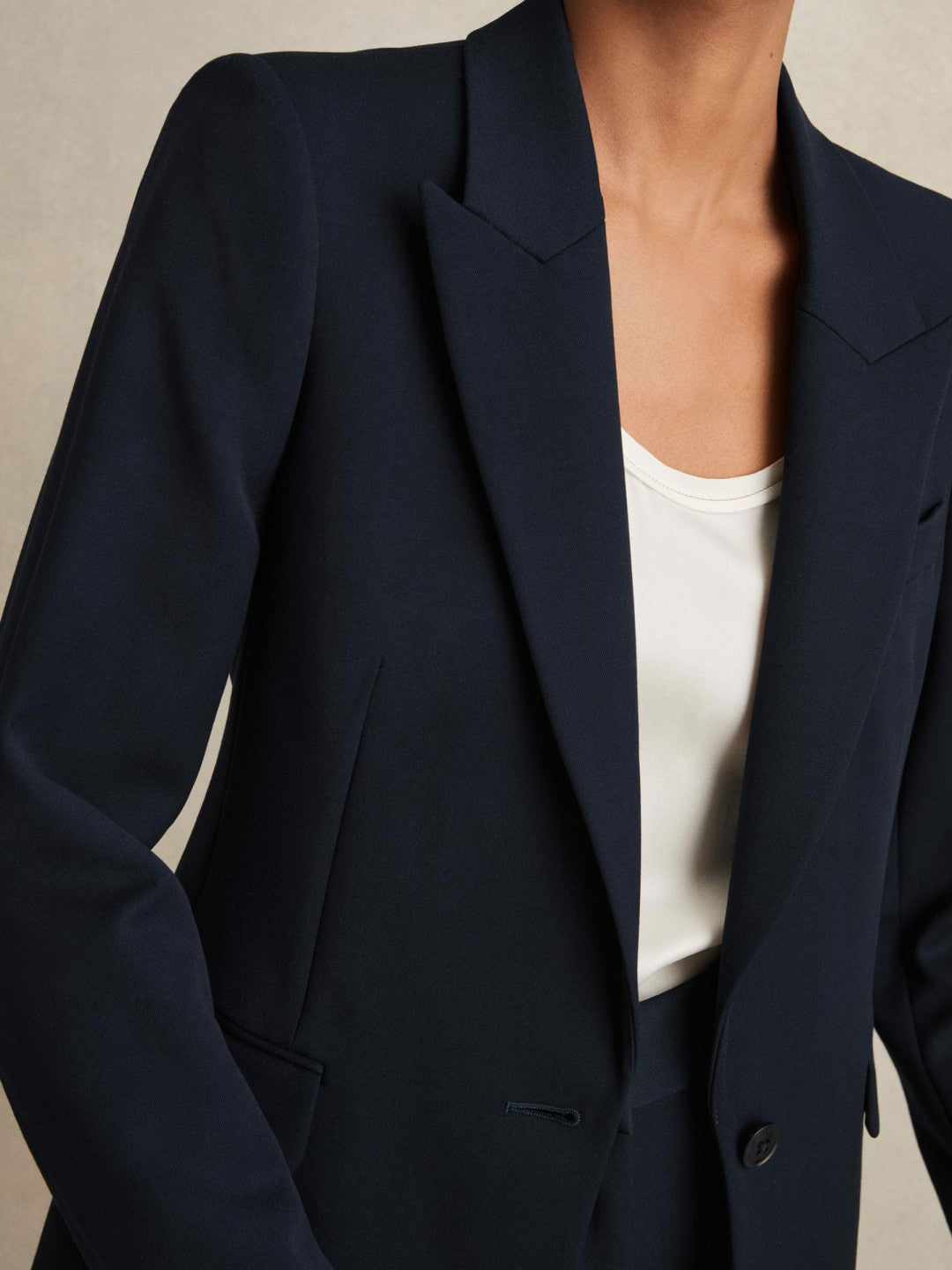 Petite Tailored Single Breasted Suit Blazer Navy | Women