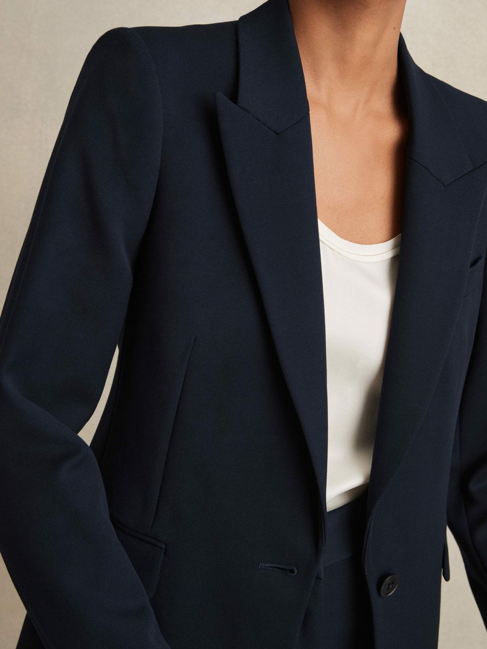 Petite Tailored Single Breasted Suit Blazer Navy | Women