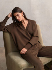 Interlock Open-Collar Sweatshirt Chocolate | Women