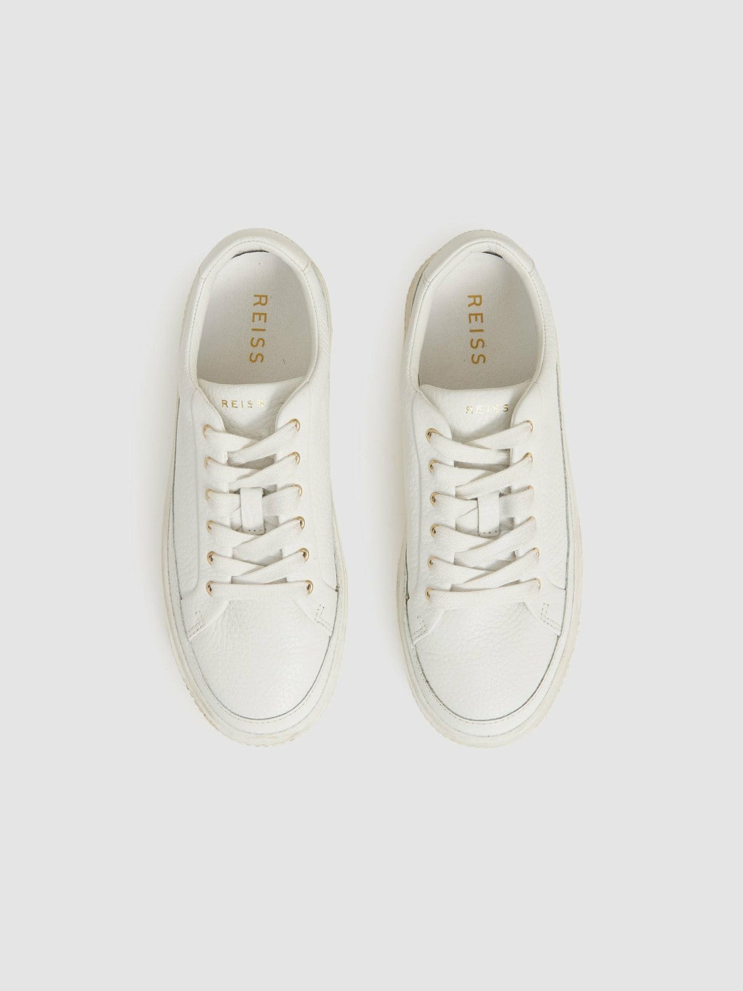 Grained Leather Platform Trainers White | Women