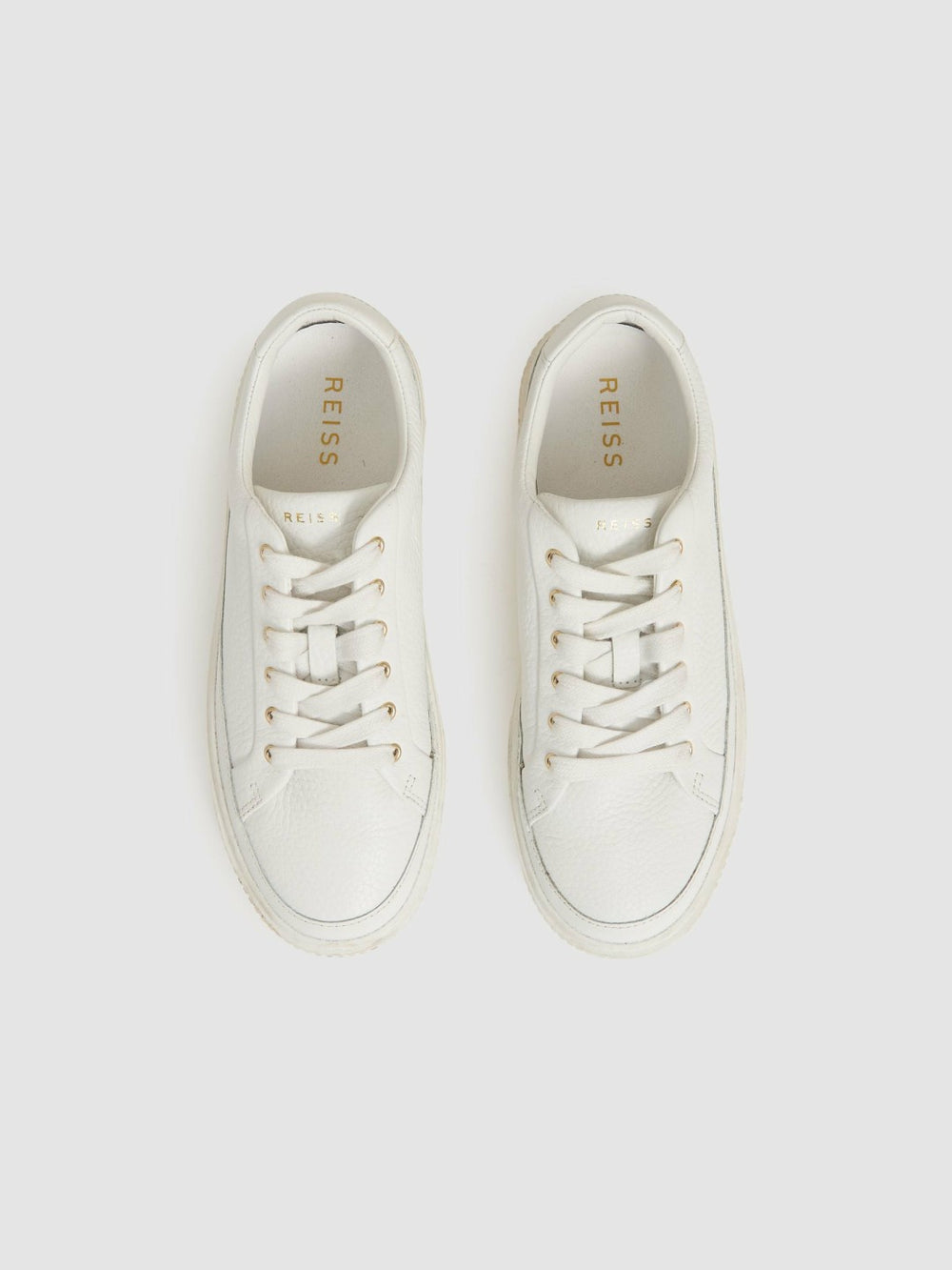 Grained Leather Platform Trainers White | Women