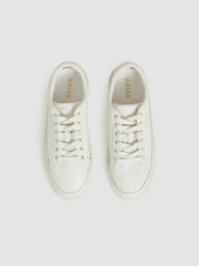 Grained Leather Platform Trainers White | Women