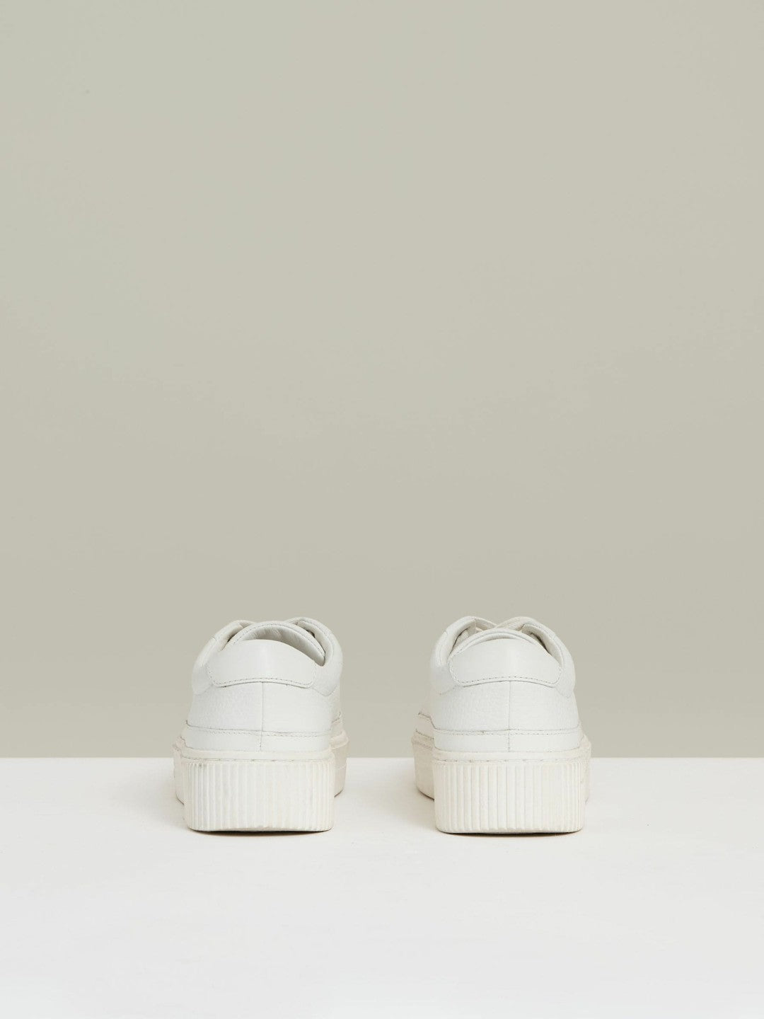 Grained Leather Platform Trainers White | Women