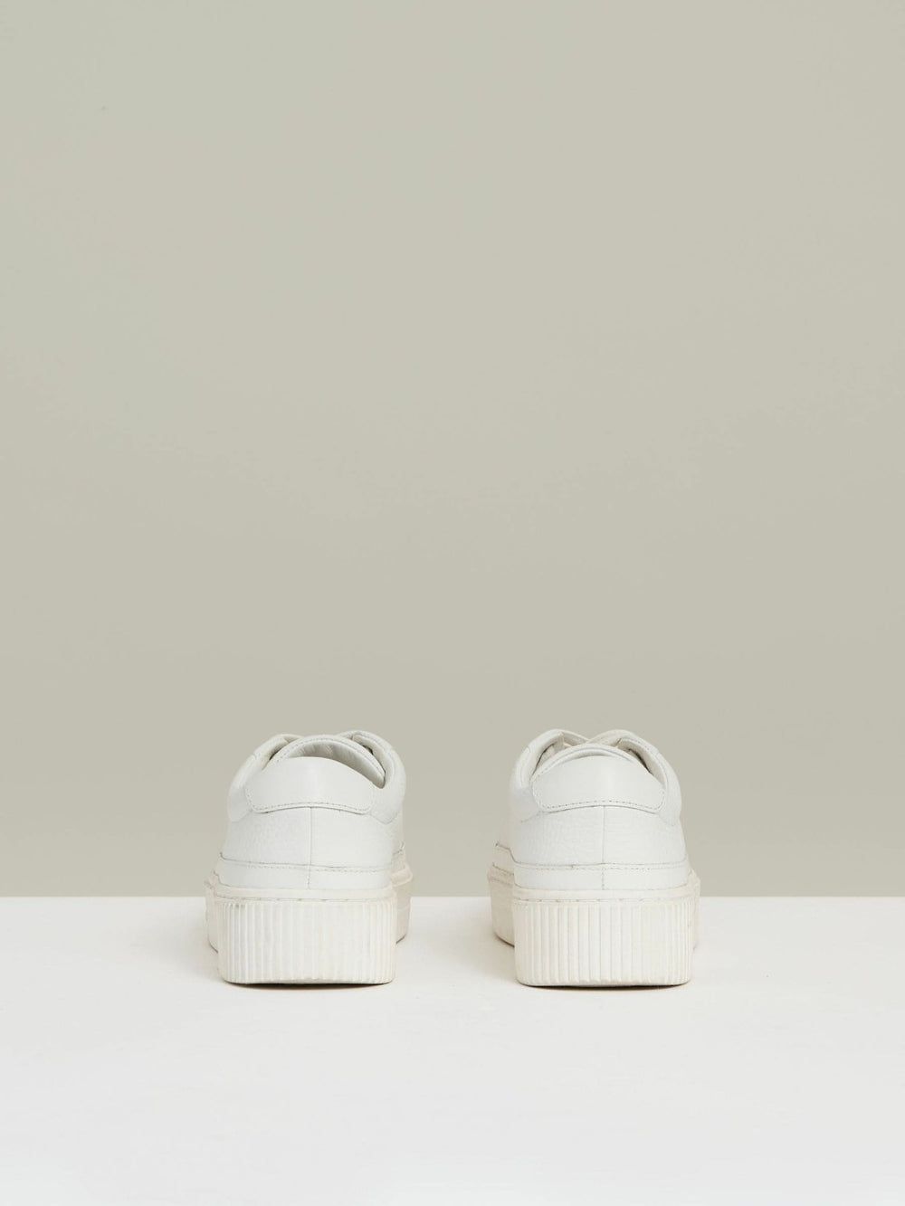 Grained Leather Platform Trainers White | Women