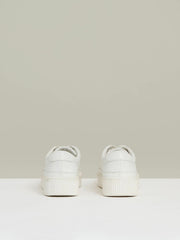 Grained Leather Platform Trainers White | Women