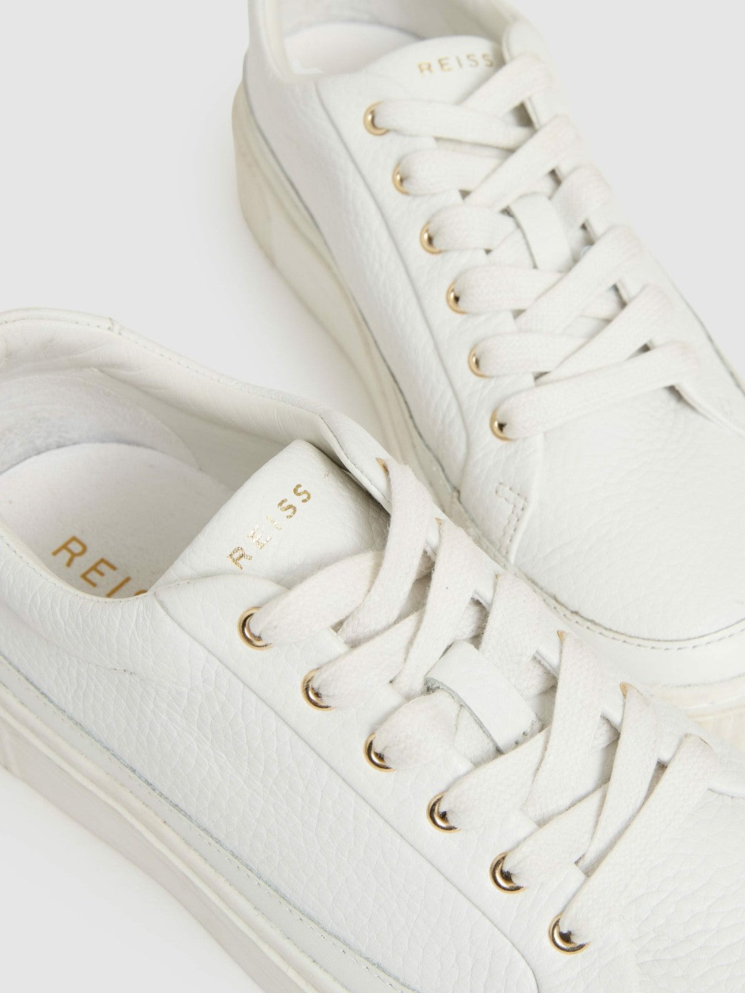 Grained Leather Platform Trainers White | Women