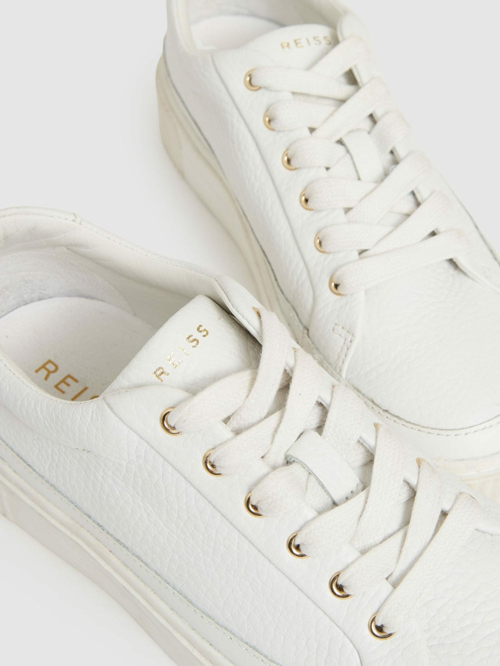 Grained Leather Platform Trainers White | Women