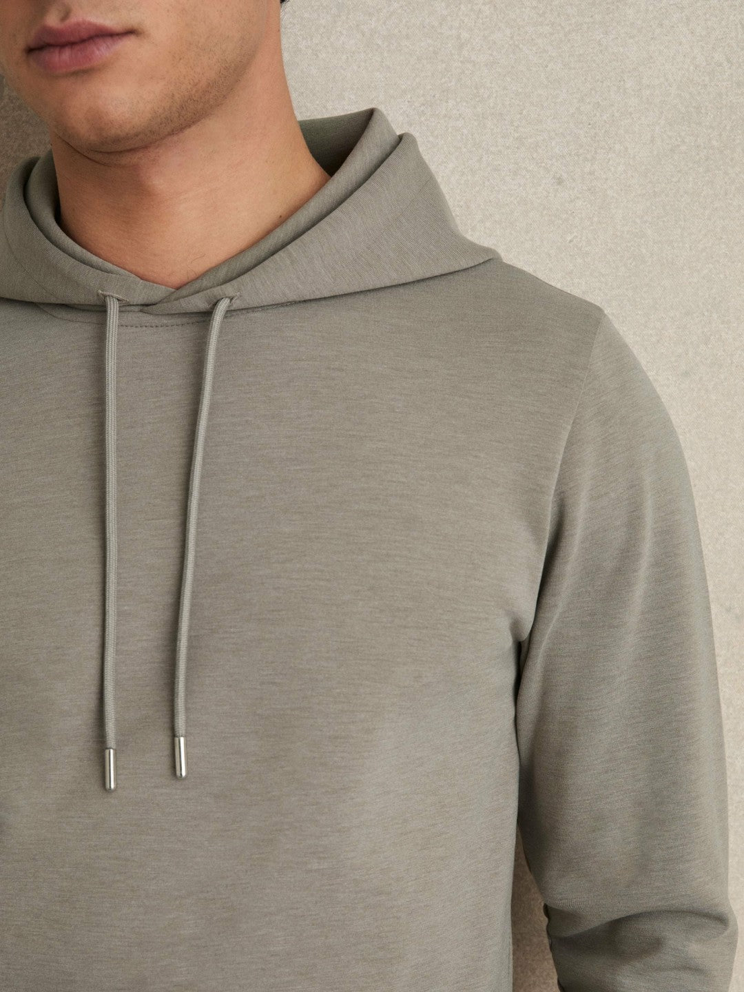 Interlock Jersey Drawstring Hoodie Taupe | Men
