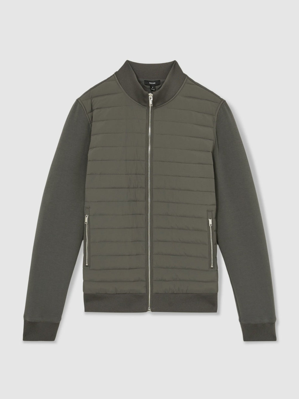 Hybrid Quilt and Knit Zip-Through Jacket Sage | Men