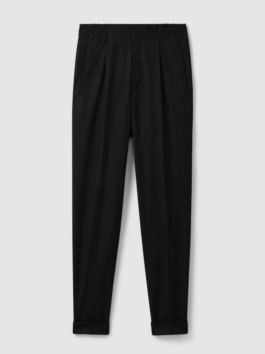 Relaxed-Fit Pleated Tapered Trousers Black | Men