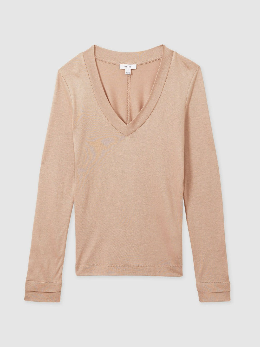 Jersey V-Neck Top Camel | Women