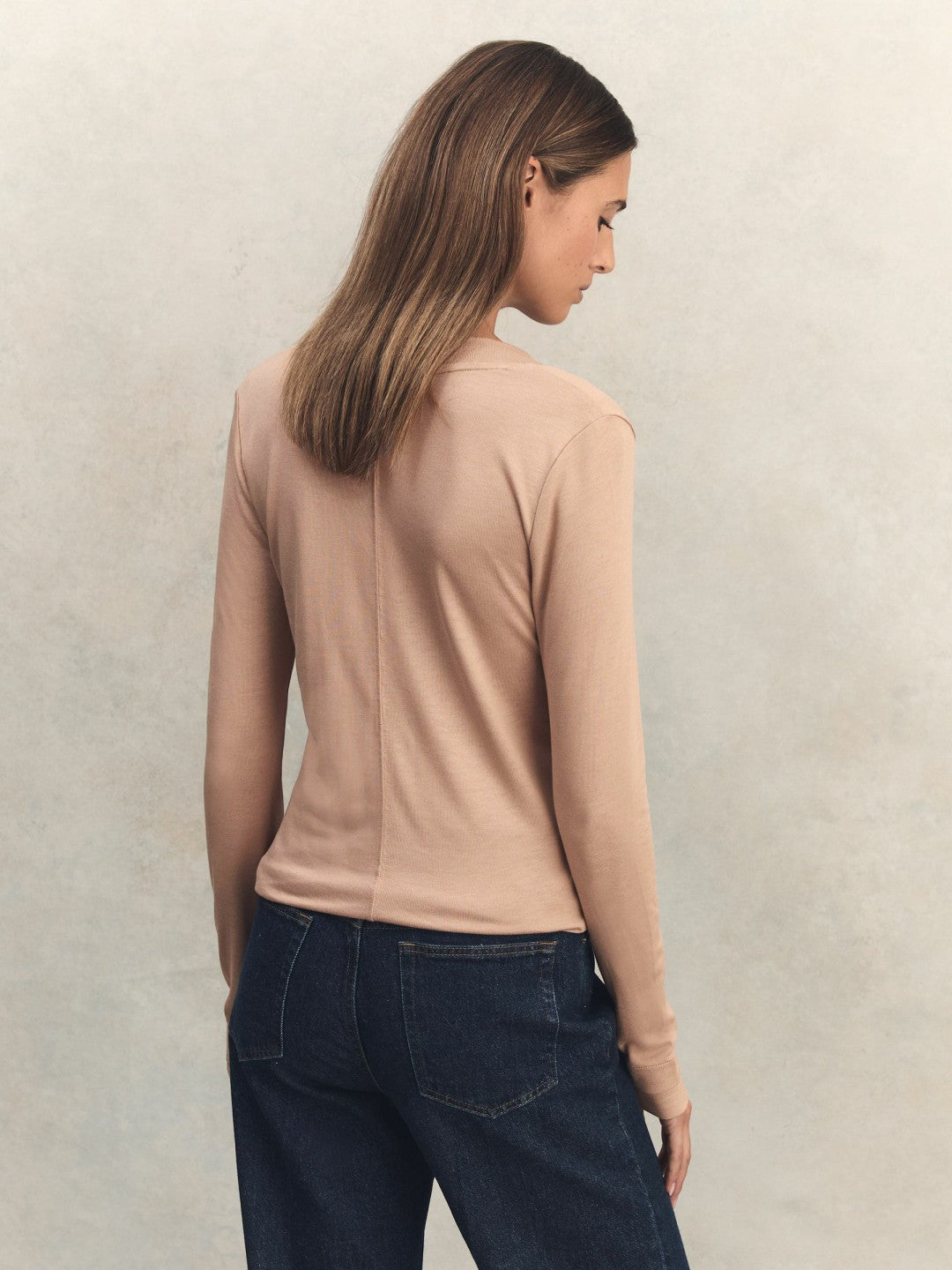 Jersey V-Neck Top Camel | Women