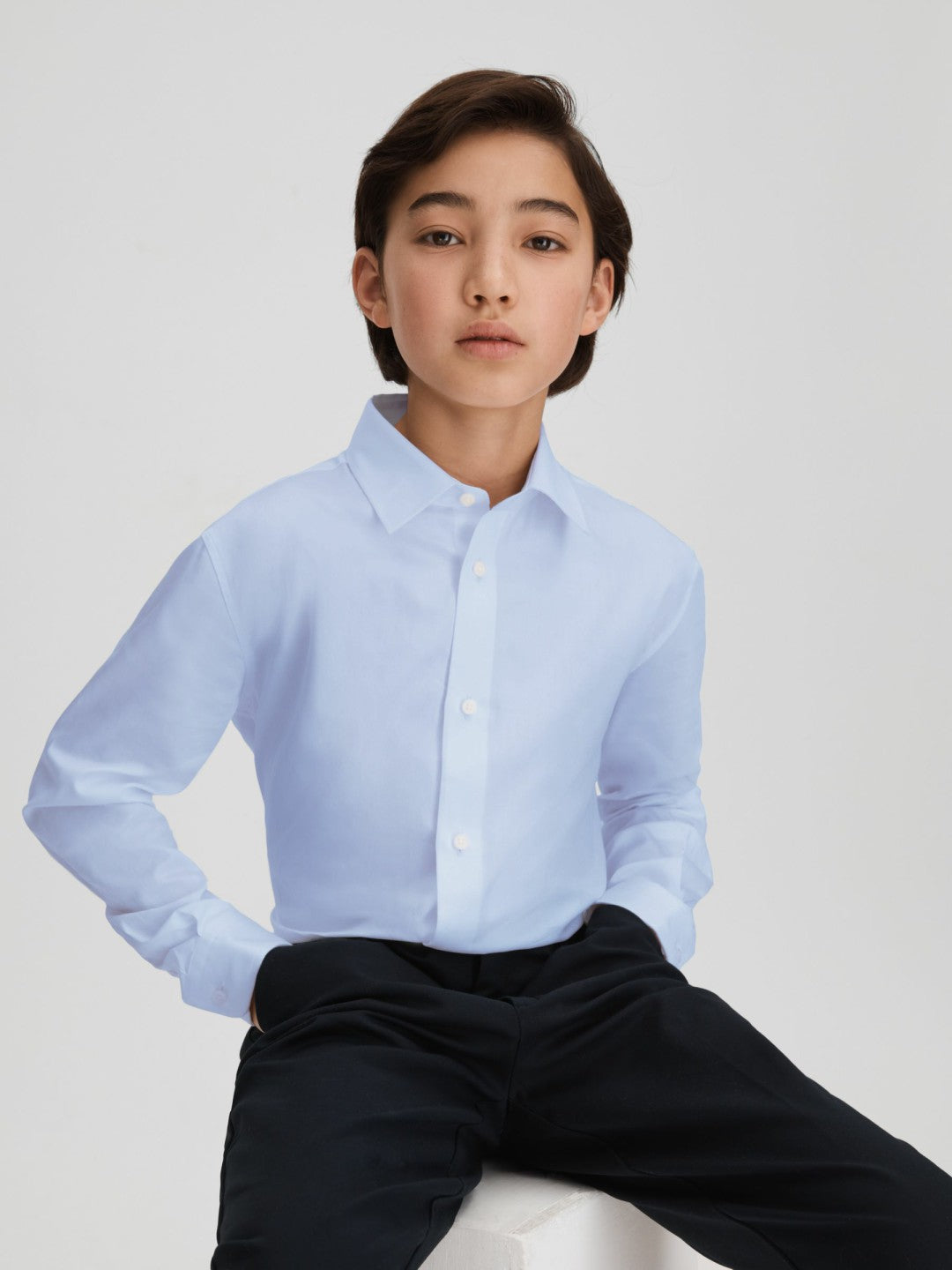 3-9 yrs Slim Fit Cotton Shirt Soft Blue | Children & Baby