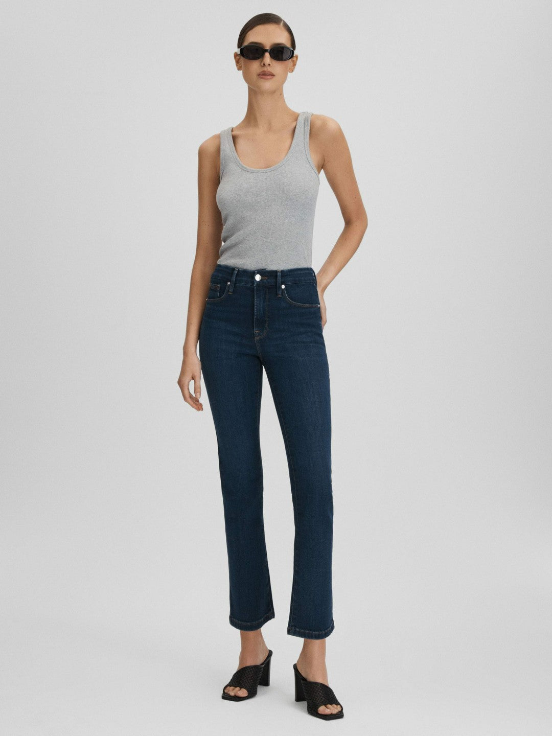 Good American Slim Fit Cropped Jeans Blue | Women