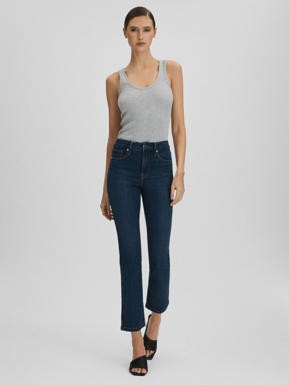 Good American Slim Fit Cropped Jeans Blue | Women