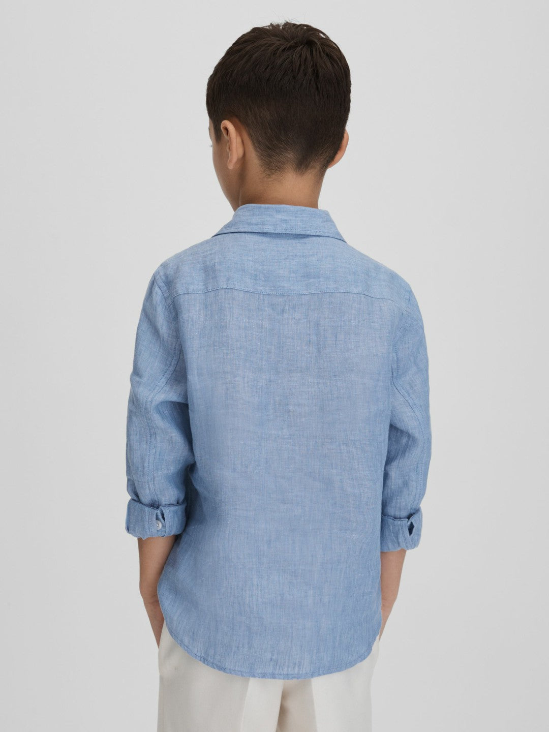 3-9 yrs Striped Linen Cutaway Collar Shirt Sky Blue | Children & Baby