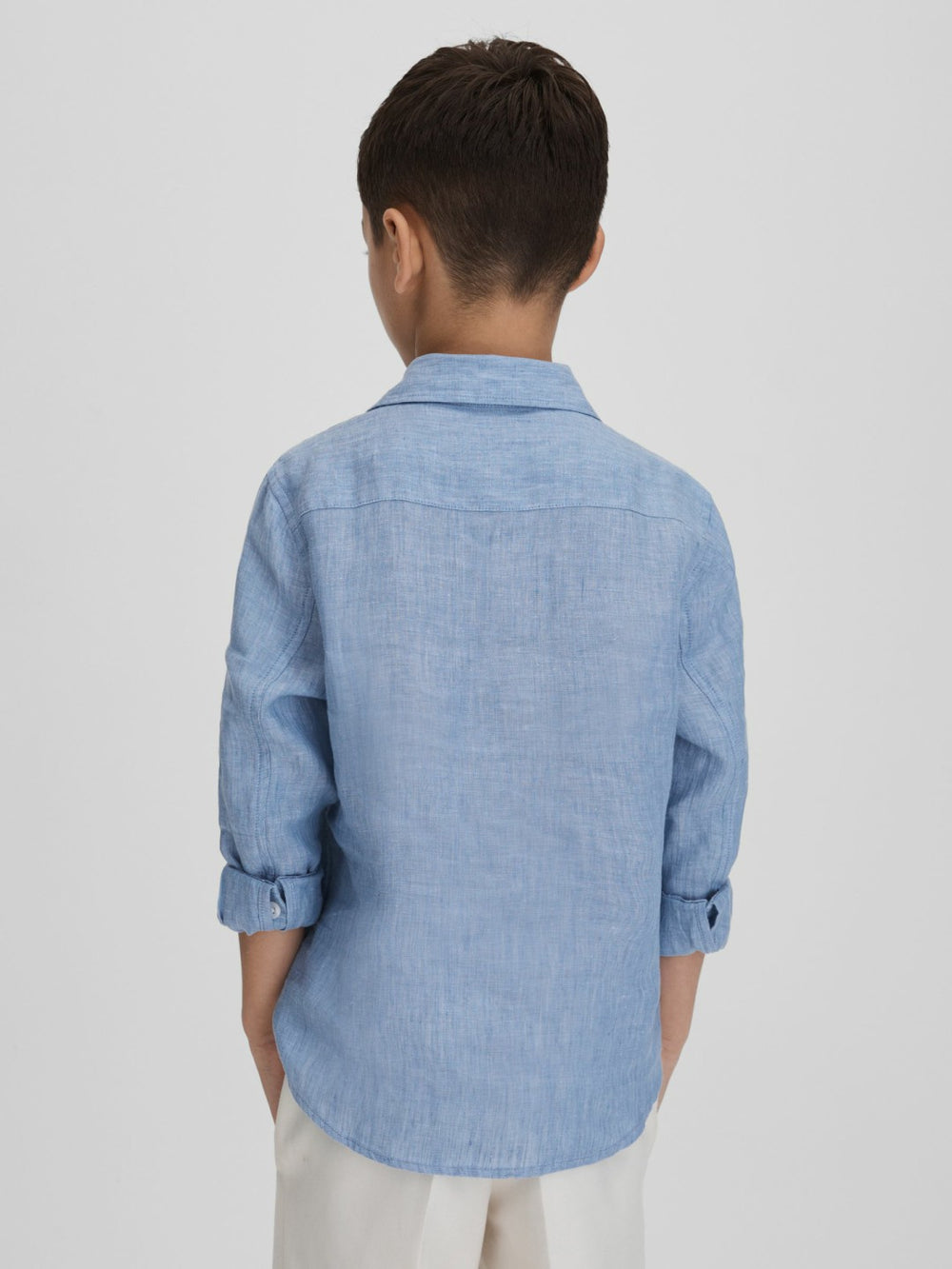 3-9 yrs Striped Linen Cutaway Collar Shirt Sky Blue | Children & Baby