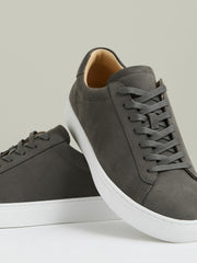 Nubuck Leather Low-Top Trainers Grey | Men
