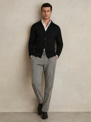 Merino Wool Button-Through Cardigan Black | Men