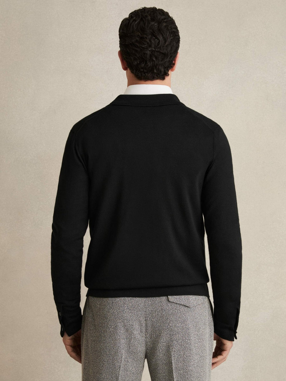Merino Wool Button-Through Cardigan Black | Men