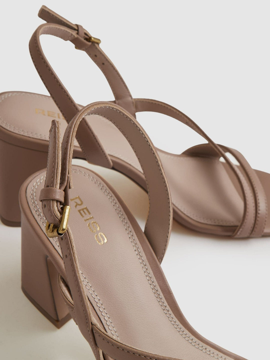 Strappy Leather Heeled Sandals Nude | Women