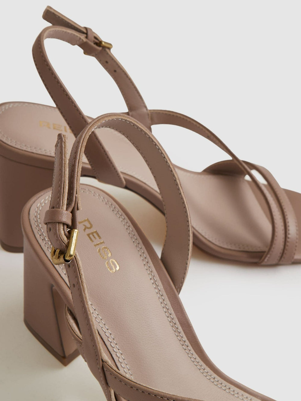 Strappy Leather Heeled Sandals Nude | Women