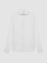 Linen Button-Through Shirt White | Men