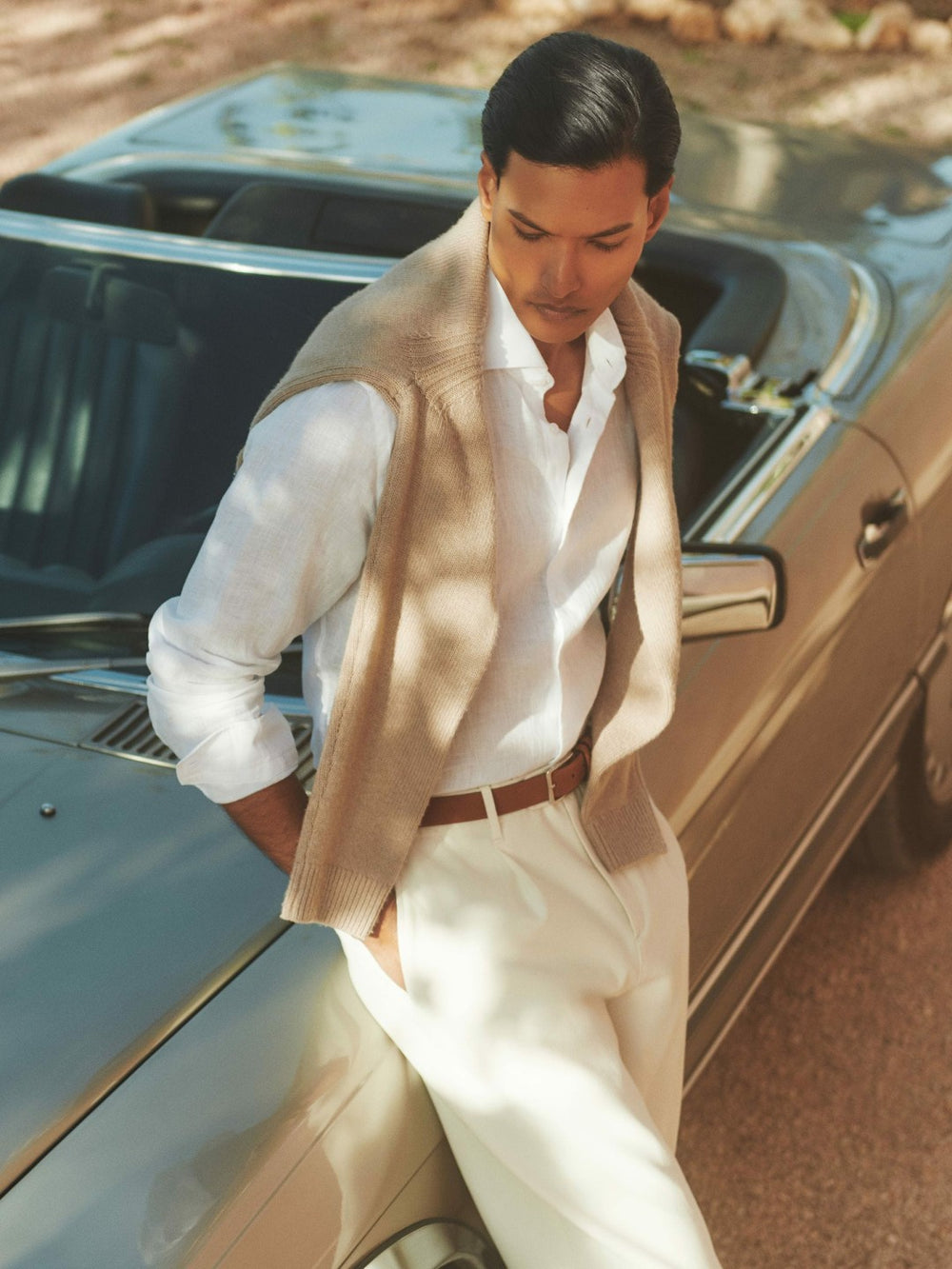 Linen Button-Through Shirt White | Men