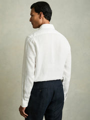 Linen Button-Through Shirt White | Men