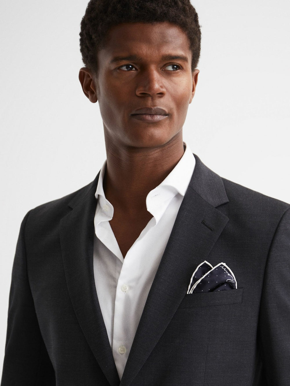 Polka Dot Silk Pocket Square Navy | Men