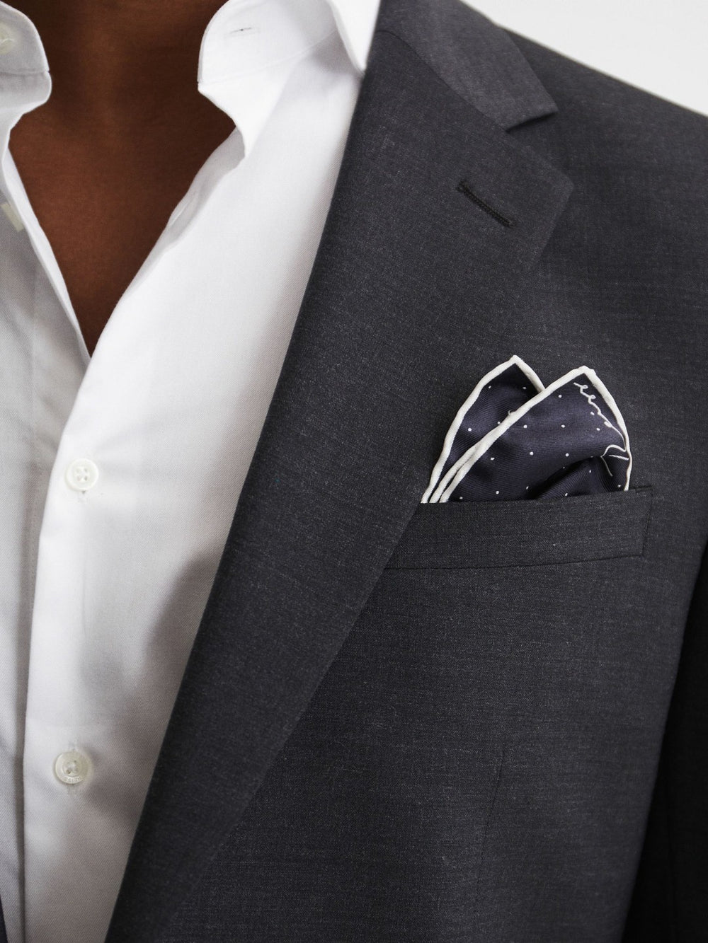 Polka Dot Silk Pocket Square Navy | Men